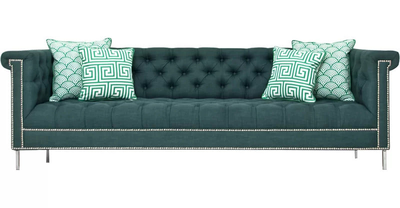 4 Seater Sofa Set 96'' Linen Rolled Arm