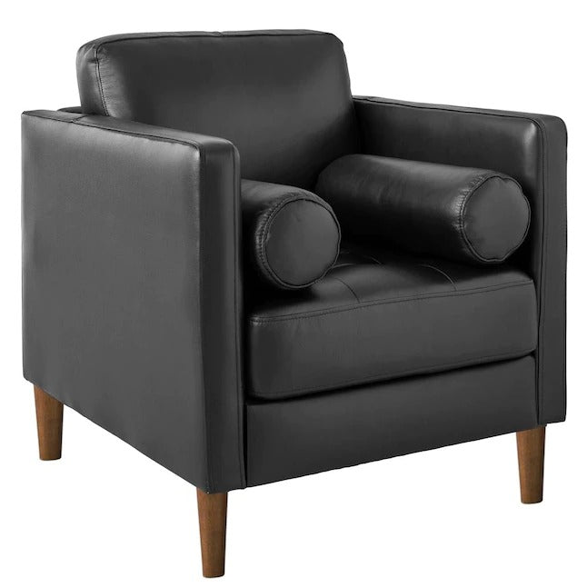 4 Seater Sofa Set : Leatherette Recessed Arm Sofa