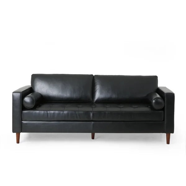 4 Seater Sofa Set : Leatherette Recessed Arm Sofa