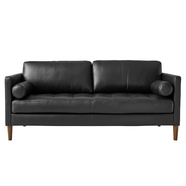 4 Seater Sofa Set : Leatherette Recessed Arm Sofa