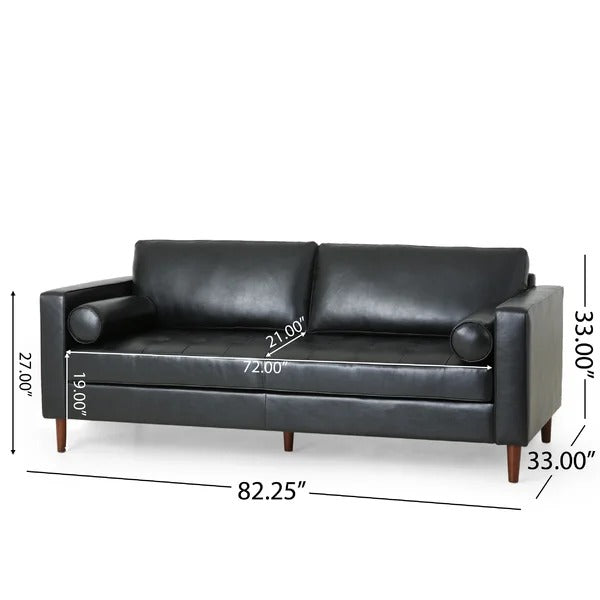 4 Seater Sofa Set : Leatherette Recessed Arm Sofa