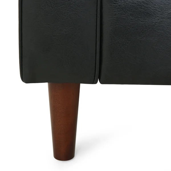 4 Seater Sofa Set : Leatherette Recessed Arm Sofa