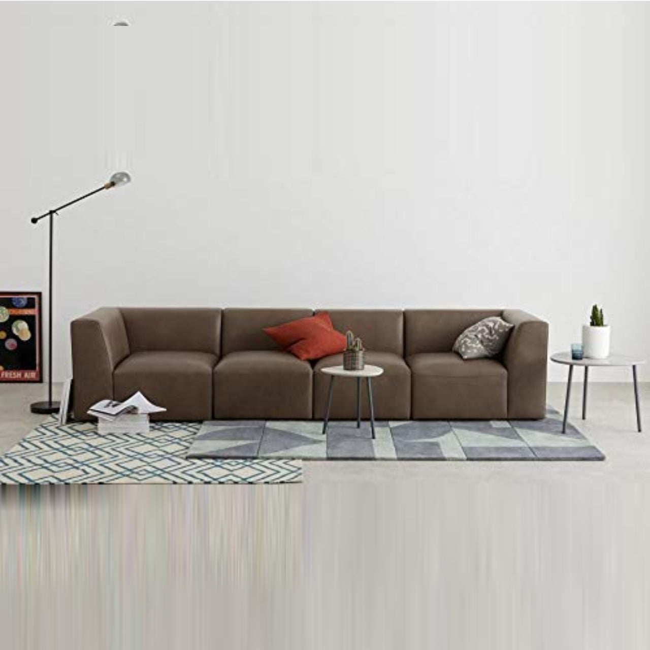 4 Seater Sofa Set Modular Leatherette Sofa Set (Columbus Brown)
