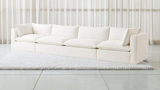 4 Seater Sofa Set Ultra Modular 3-Piece Extra Long Fabric Sofa Set (White)