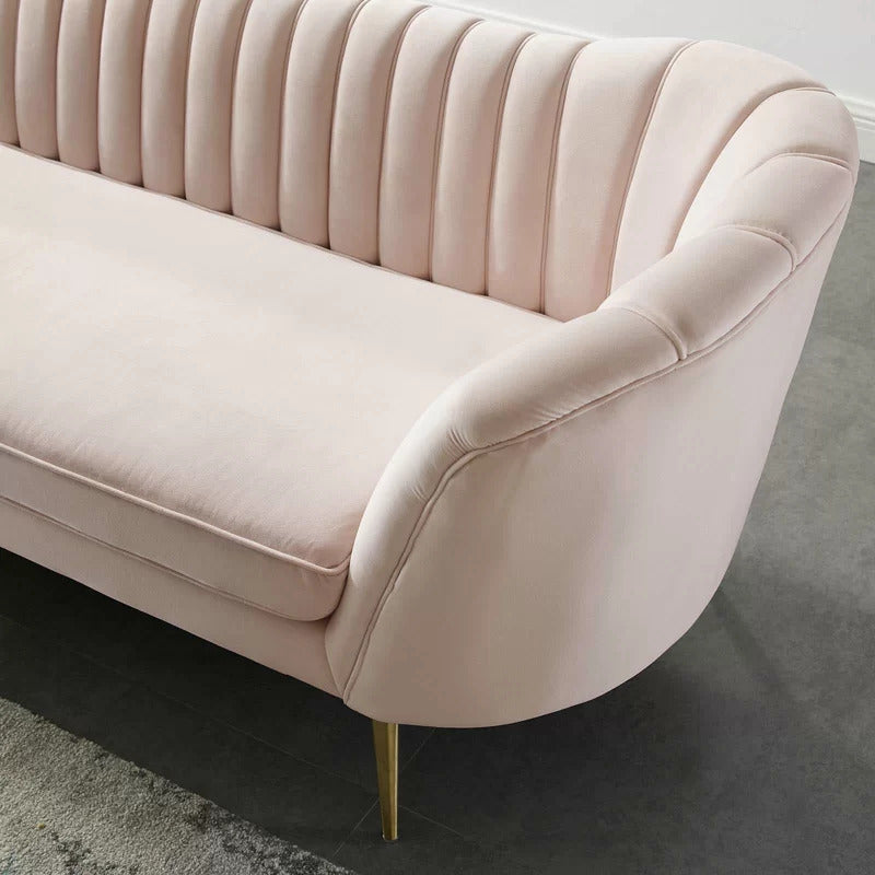 4 Seater Sofa Set : Velvet Rolled Arm Chesterfield Sofa