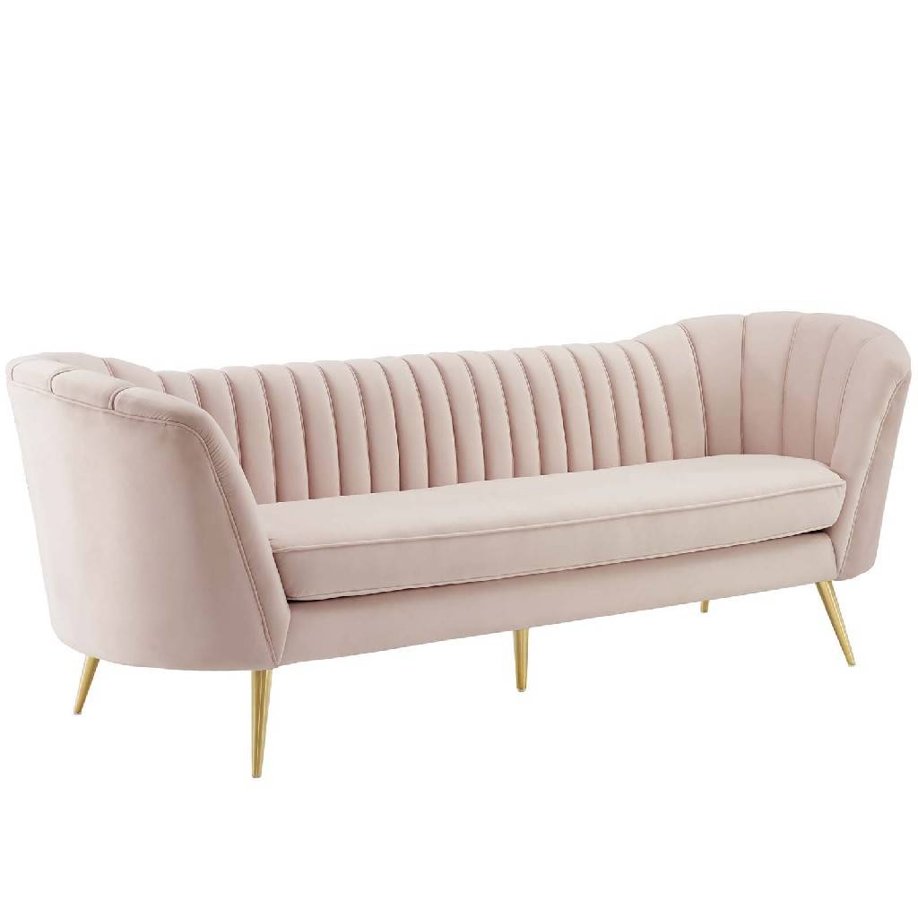 4 Seater Sofa Set : Velvet Rolled Arm Chesterfield Sofa