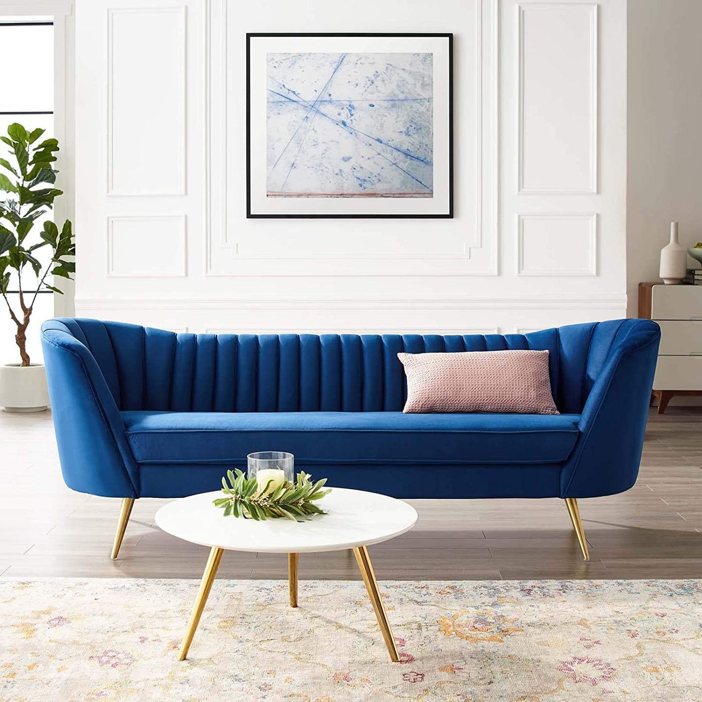 4 Seater Sofa Set : Velvet Rolled Arm Chesterfield Sofa