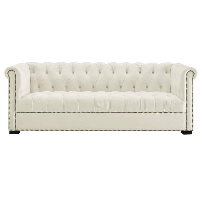 4 Seater Sofa Set : Velvet Rolled Arm Sofa