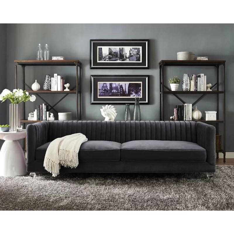4 Seater Sofa Set : Velvet Rolled Arm Sofa