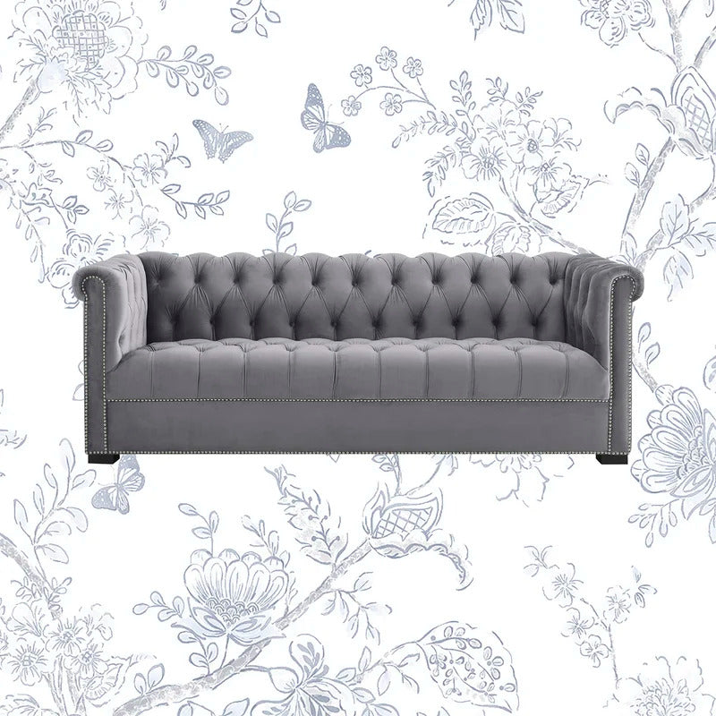 4 Seater Sofa Set : Velvet Rolled Arm Sofa