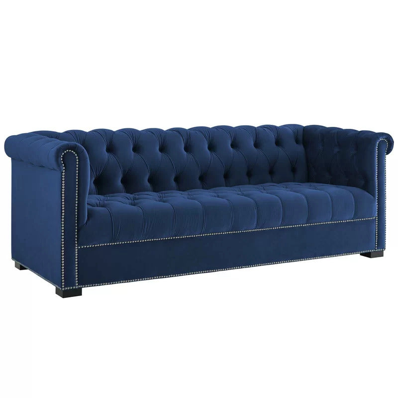 4 Seater Sofa Set : Velvet Rolled Arm Sofa