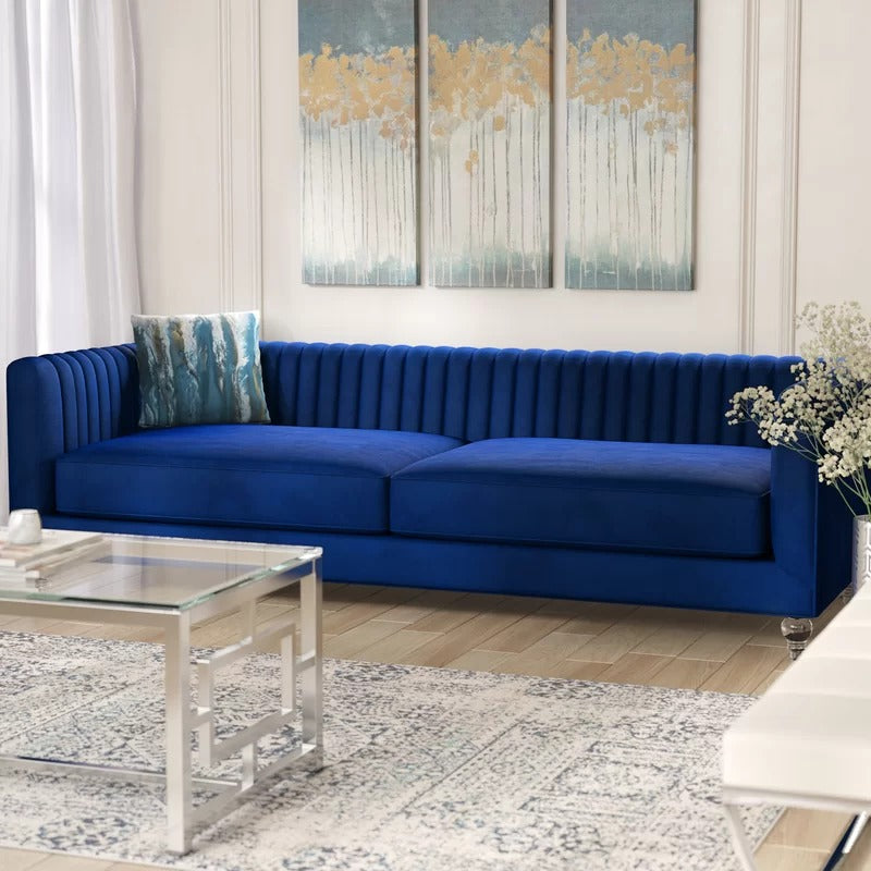 4 Seater Sofa Set : Velvet Rolled Arm Sofa