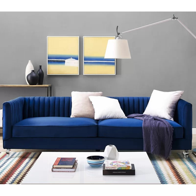 4 Seater Sofa Set : Velvet Rolled Arm Sofa