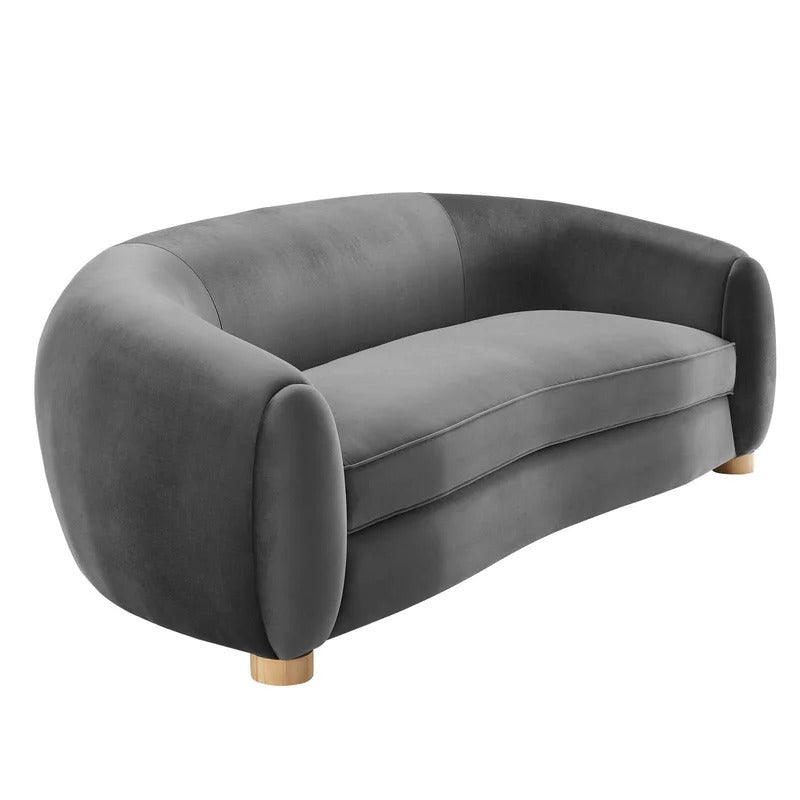 4 Seater Sofa Set: Velvet Round Arm Curved Sofa
