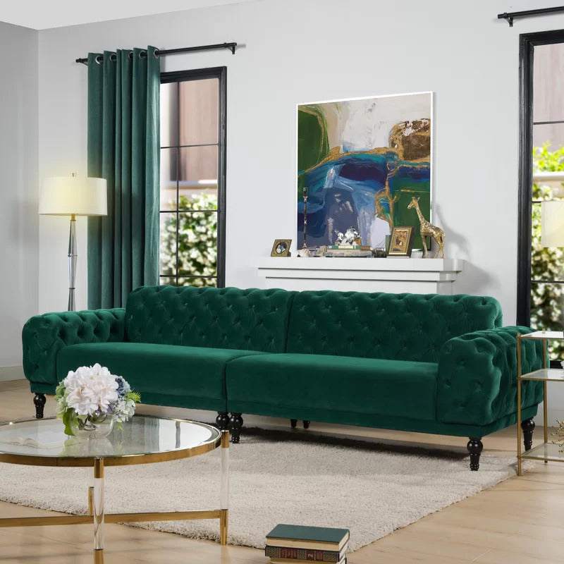 4 Seater Sofa Set Velvet Square Arm Sofa