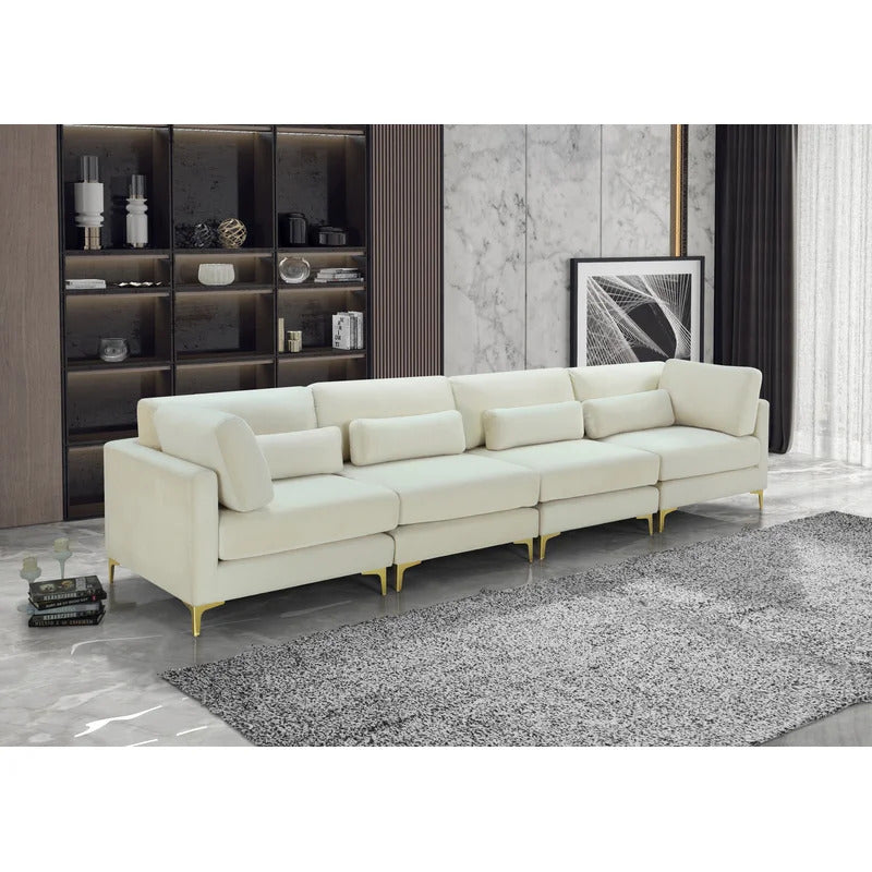 4 Seater Sofa Set : Velvet Square Arm Sofa