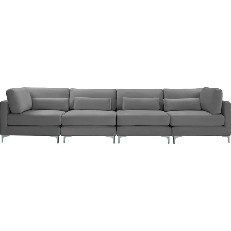4 Seater Sofa Set : Velvet Square Arm Sofa