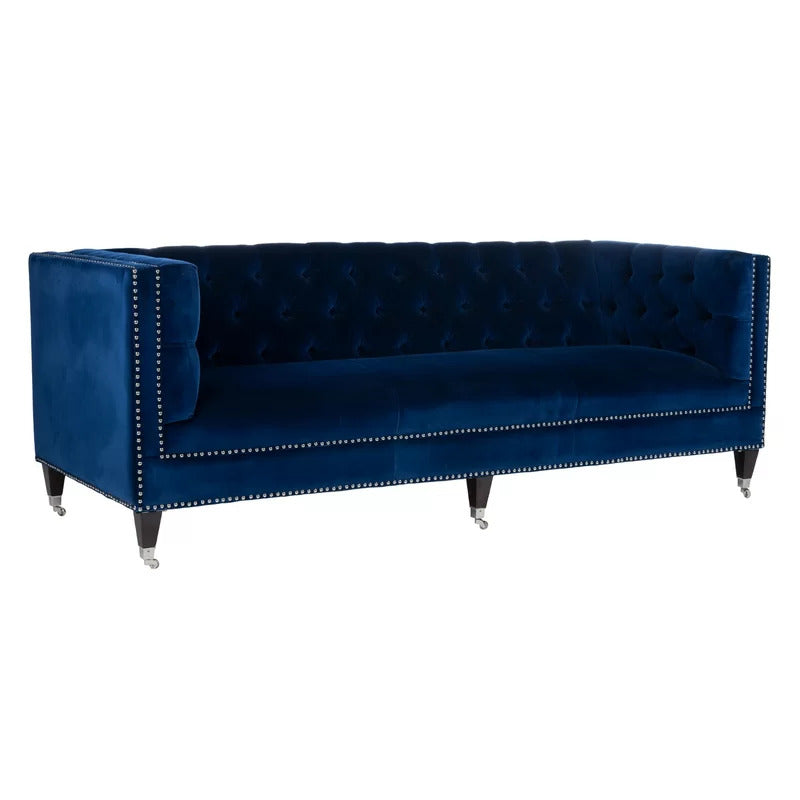 4 Seater Sofa Set : Velvet Tuxedo Arm Sofa
