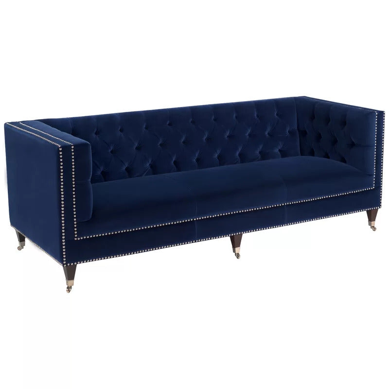 4 Seater Sofa Set : Velvet Tuxedo Arm Sofa