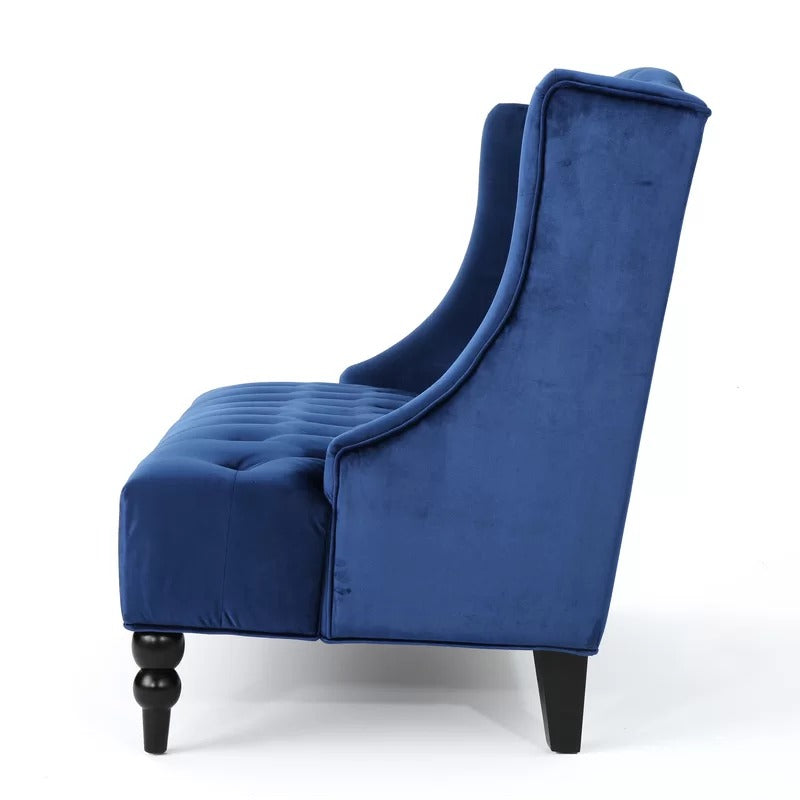 Office Sofa: 50.25'' Velvet Recessed Arm Loveseat