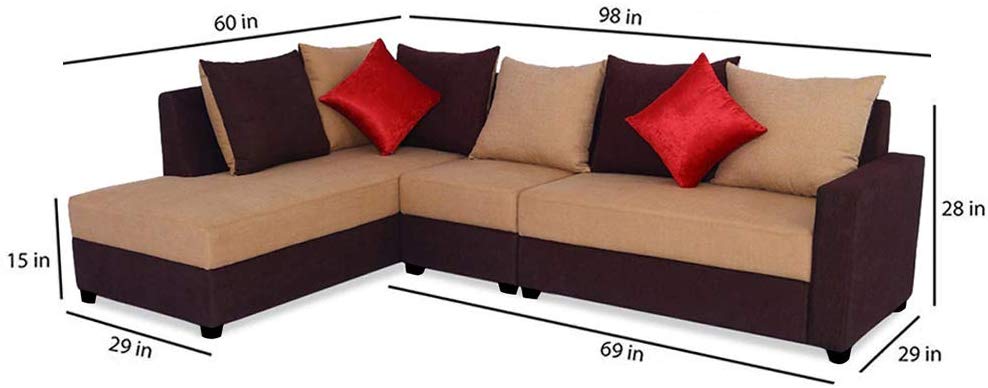L Shape Sofa Set:- Camila Polyester Fabric Sofa set (Camel-Brown)