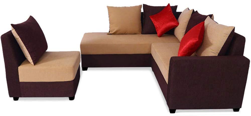 L Shape Sofa Set:- Camila Polyester Fabric Sofa set (Camel-Brown)