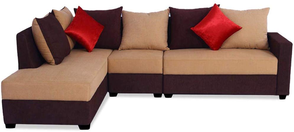 L Shape Sofa Set:- Camila Polyester Fabric Sofa set (Camel-Brown)