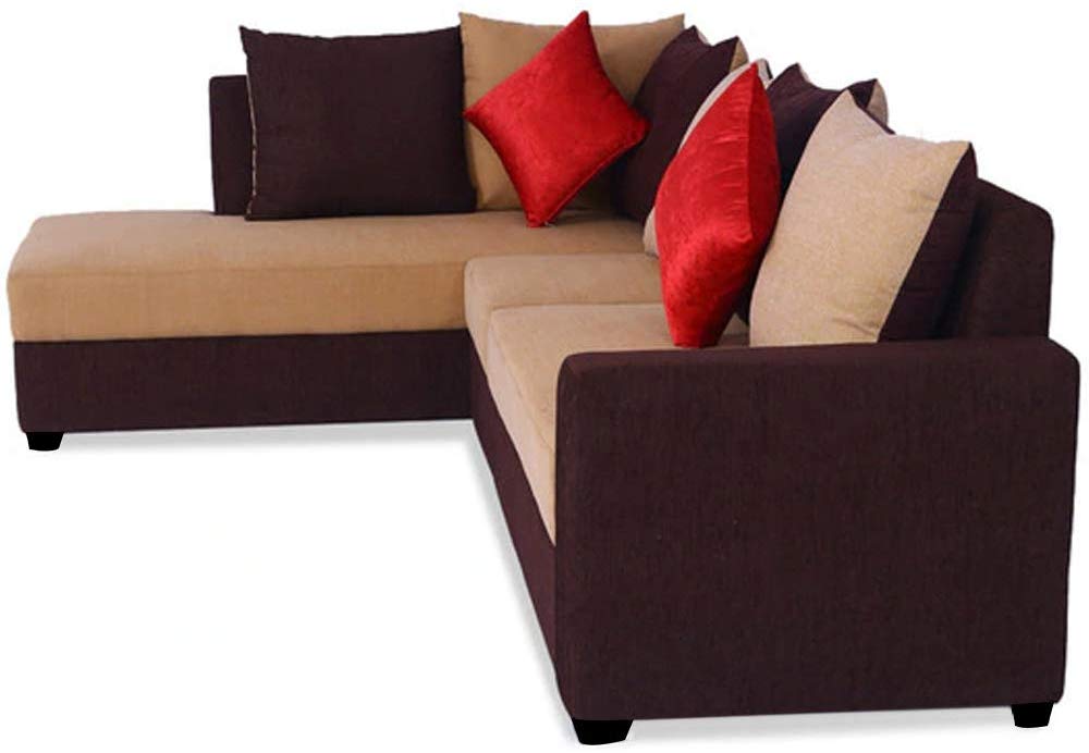 L Shape Sofa Set:- Camila Polyester Fabric Sofa set (Camel-Brown)