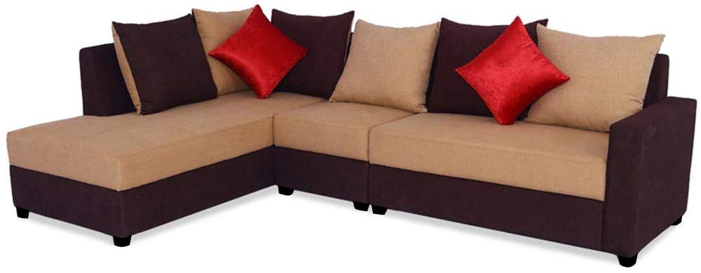 L Shape Sofa Set:- Camila Polyester Fabric Sofa set (Camel-Brown)