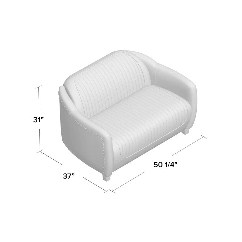 Office Sofa: 51'' Genuine Leatherette Round Arm Loveseat
