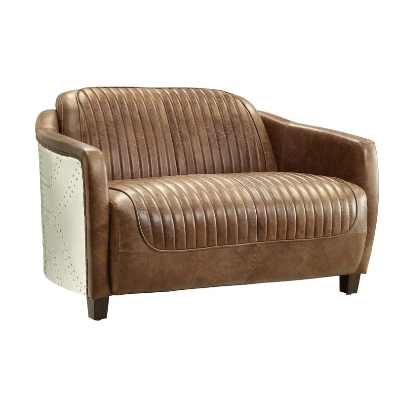 Office Sofa: 51'' Genuine Leatherette Round Arm Loveseat