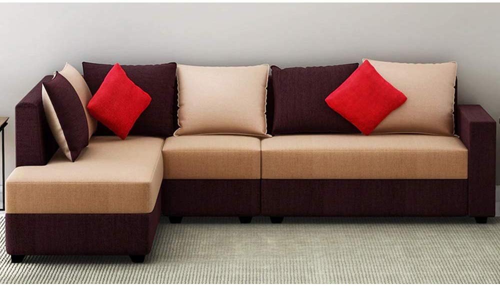 L Shape Sofa Set:- Camila Polyester Fabric Sofa set (Camel-Brown)