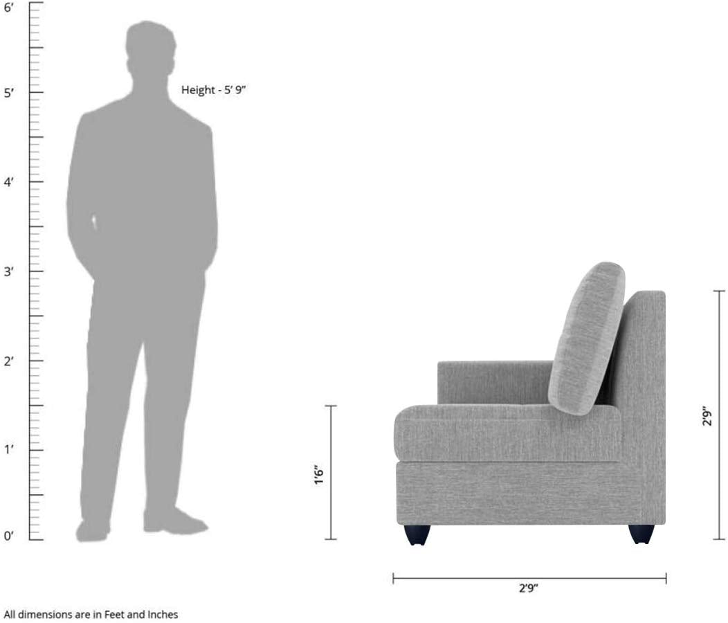 L Shape Sofa Set:- Alfredo Fabric Sofa Set (Light Grey)