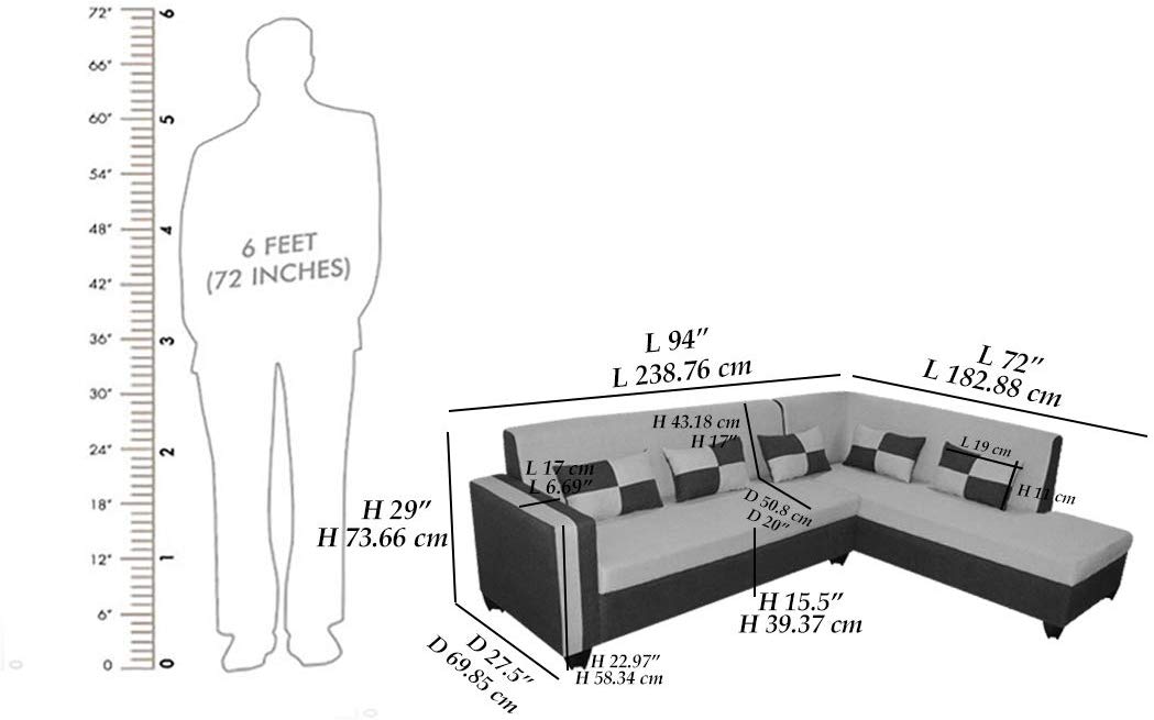 L Shape Sofa Set: -Lisa Fabric Sofa Set (Cream & Brown)
