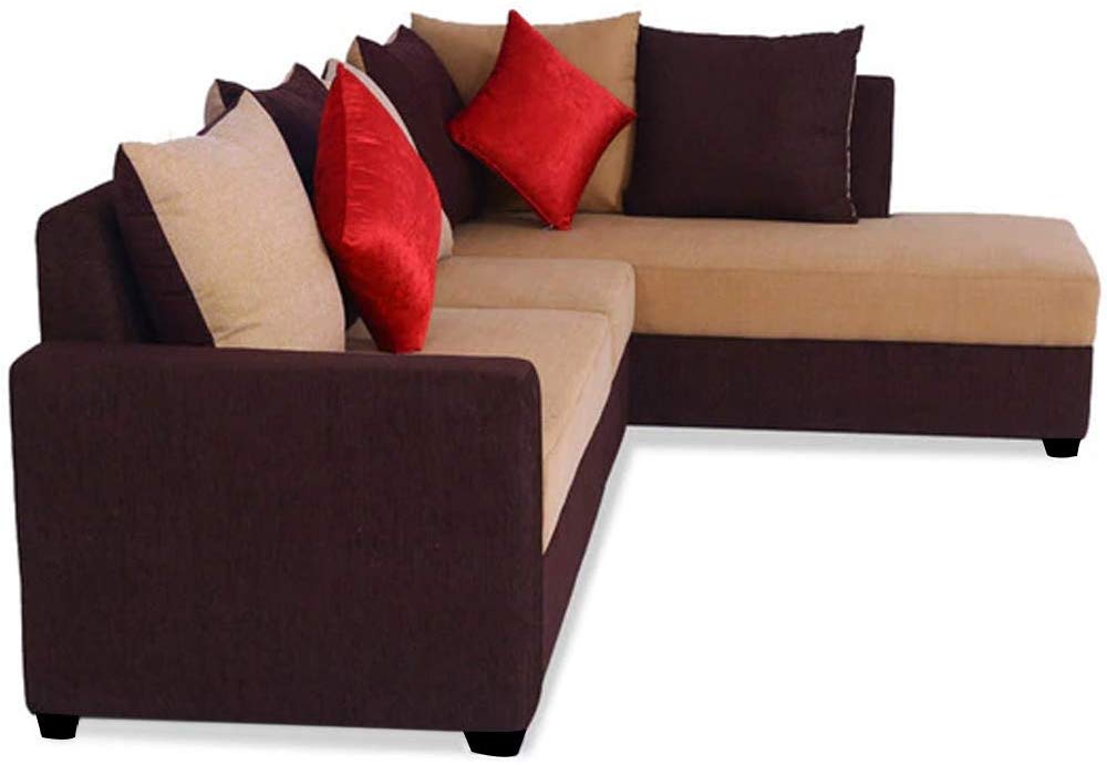 L Shape Sofa Set:- Camila Polyester Fabric Sofa set (Camel-Brown)