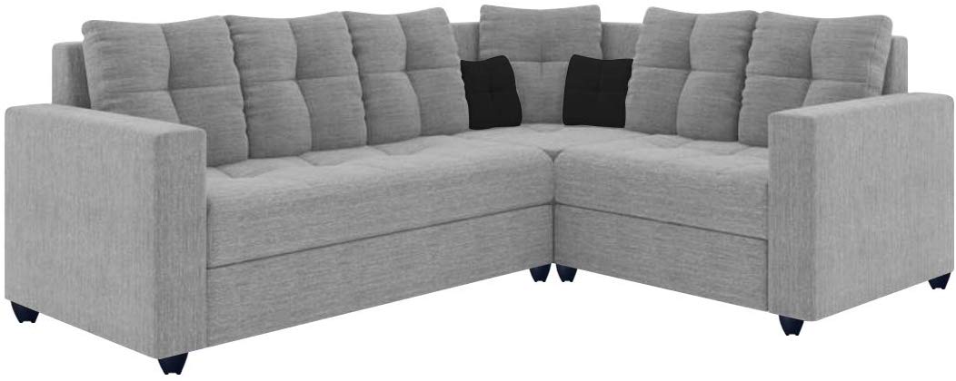 L Shape Sofa Set:- Alfredo Fabric Sofa Set (Light Grey)