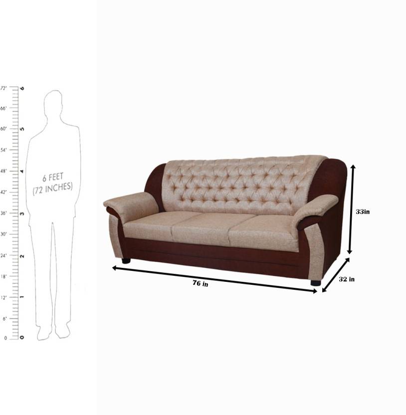 5 Seater Sofa Set:- Katie Hardwood Fabric Sofa Set (Brown and Beige)