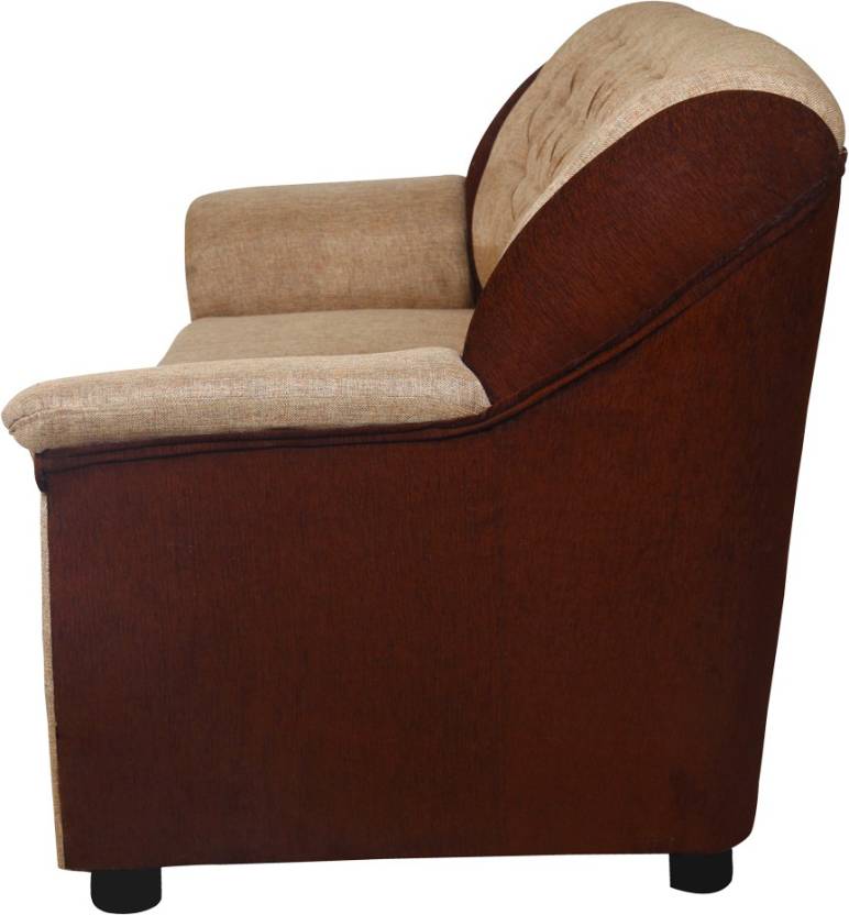 5 Seater Sofa Set:- Katie Hardwood Fabric Sofa Set (Brown and Beige)