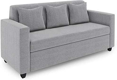 5 Seater Sofa Set:- 3+1+1 Fabric Sofa Set (Light Grey)