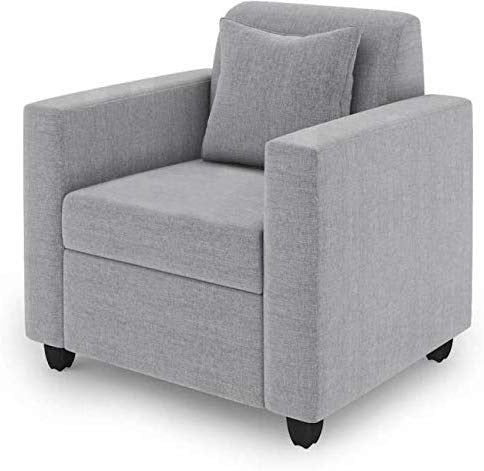 5 Seater Sofa Set:- 3+1+1 Fabric Sofa Set (Light Grey)