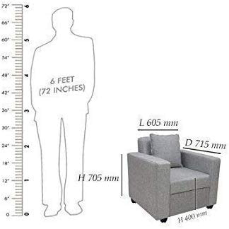 5 Seater Sofa Set:- 3+1+1 Fabric Sofa Set (Light Grey)
