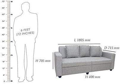 5 Seater Sofa Set:- 3+1+1 Fabric Sofa Set (Light Grey)