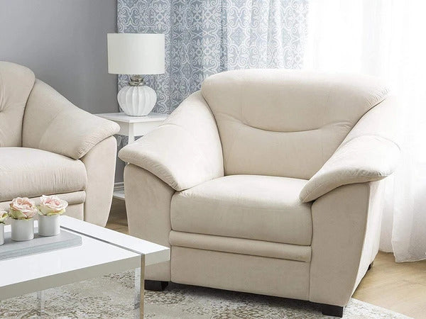 5 Seater Sofa Set:- Beige Fabric Sofa Set
