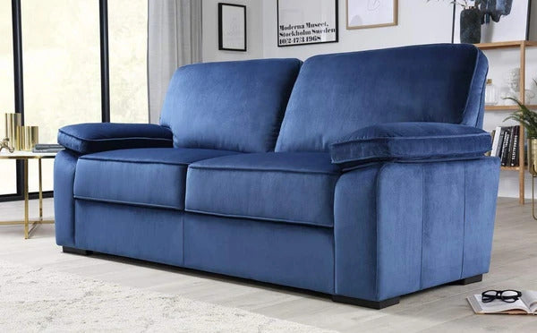 5 Seater Sofa Set:- Blue Velvet Fabric Sofa Set