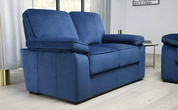 5 Seater Sofa Set:- Blue Velvet Fabric Sofa Set