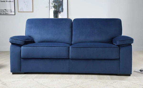 5 Seater Sofa Set:- Blue Velvet Fabric Sofa Set