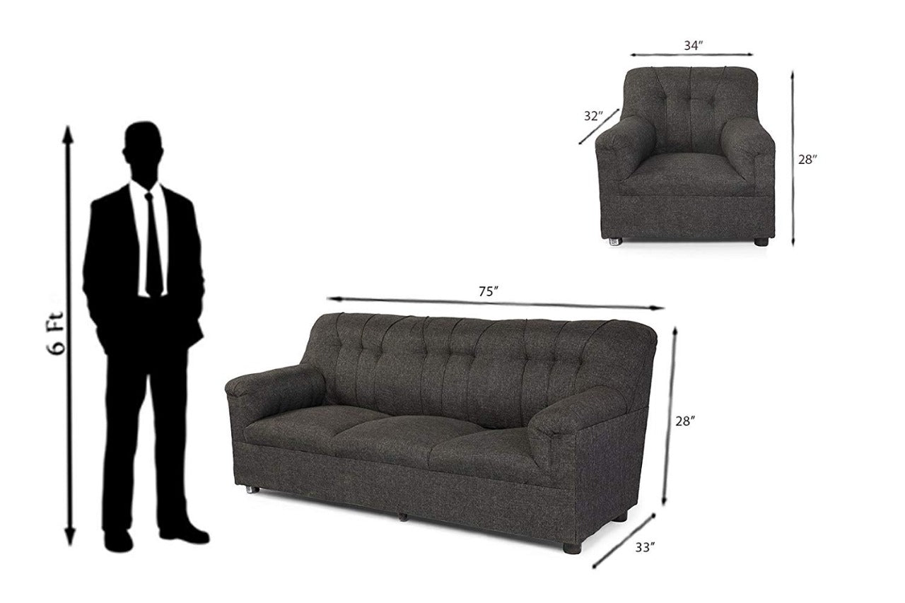 5 Seater Sofa Set:- (3+1+1) Modern Style & Jute Fabric Sofa Set (Grey)