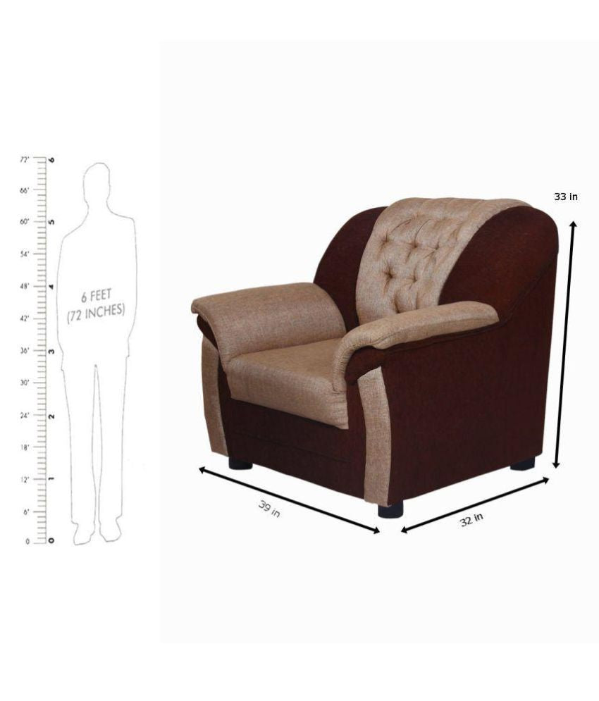 5 Seater Sofa Set:- Katie Hardwood Fabric Sofa Set (Brown and Beige)