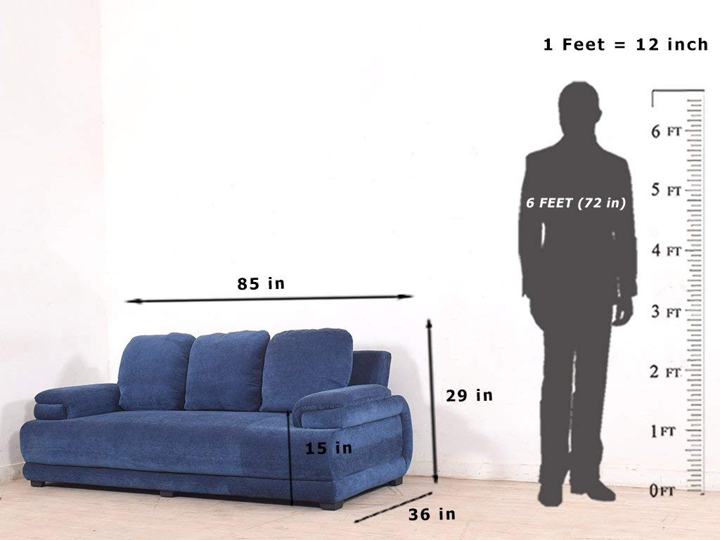 5 Seater Sofa SetLessee (3+1+1) Fabric Sofa Set (Blue)