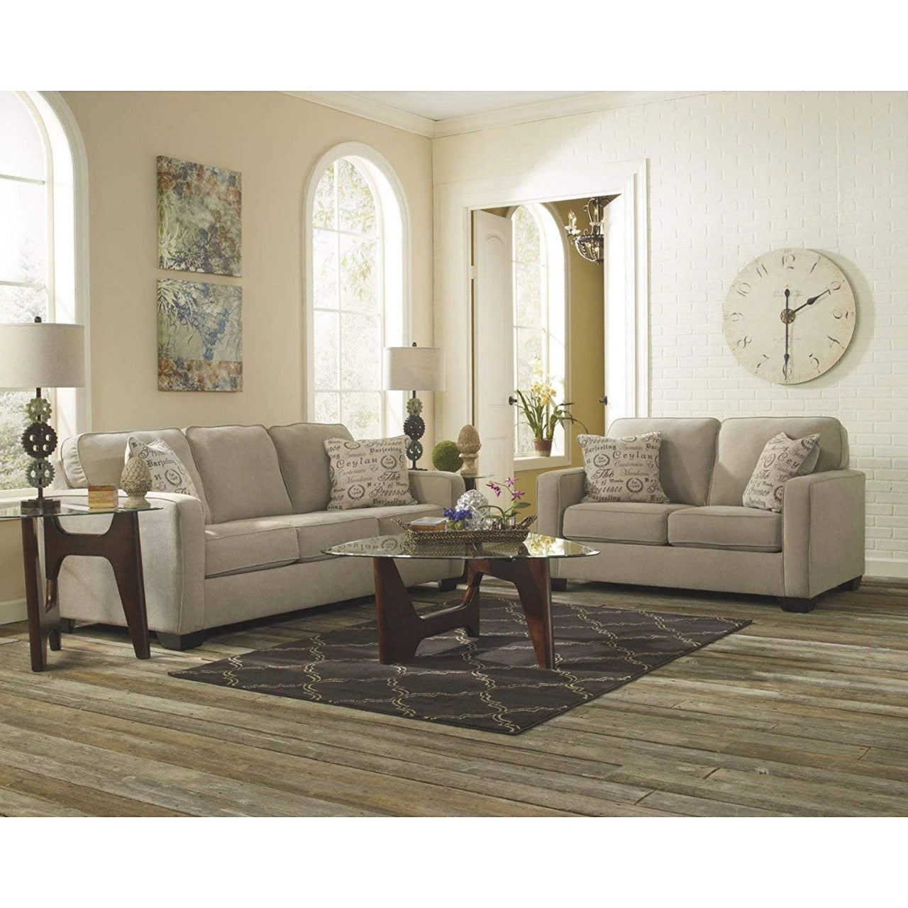 5 Seater Sofa Set:- Munix Fabric Sofa Set (Light Beige)